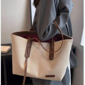 حقيبة كبيرة السعة ذات لون مكتلب