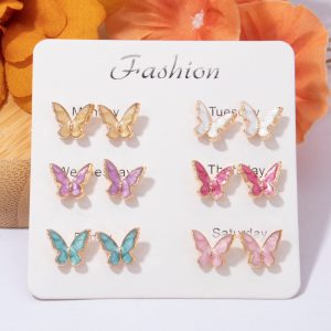 حلق فراشات ملونه